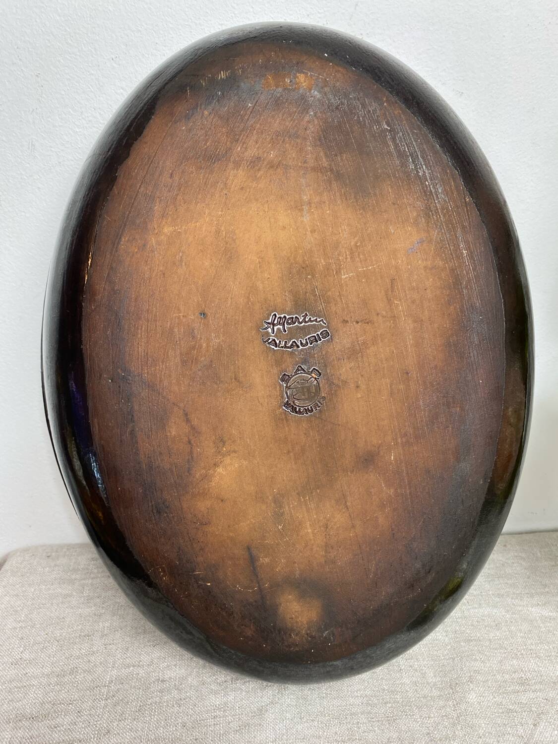 Vallauris iridescent ceramic gratin dish