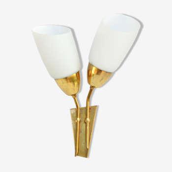 hollywood regency double wall lamp Kamenicky Senov, Czechoslovakia, 1970s