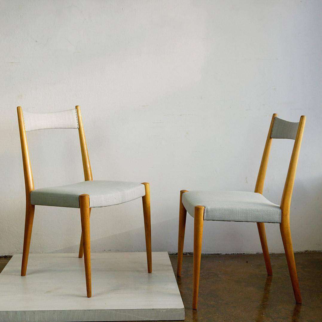 Pair of mid-century Austrian beech dining chairs by Anna Lülja Praun.