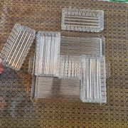 Large 6-piece aperitif tray in French molded rock crystal from the 50s and 60s