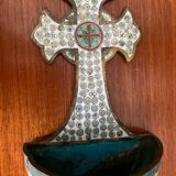 Ancient bronze and cloisonné enamel holy water font