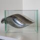 Vase moderniste en aluminium et verre 1980