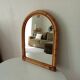 Vintage bohemian arch mirror in bamboo and rattan