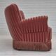 1960s, Danish 3-seater curved sofa, pink-salmon furniture velour, original.