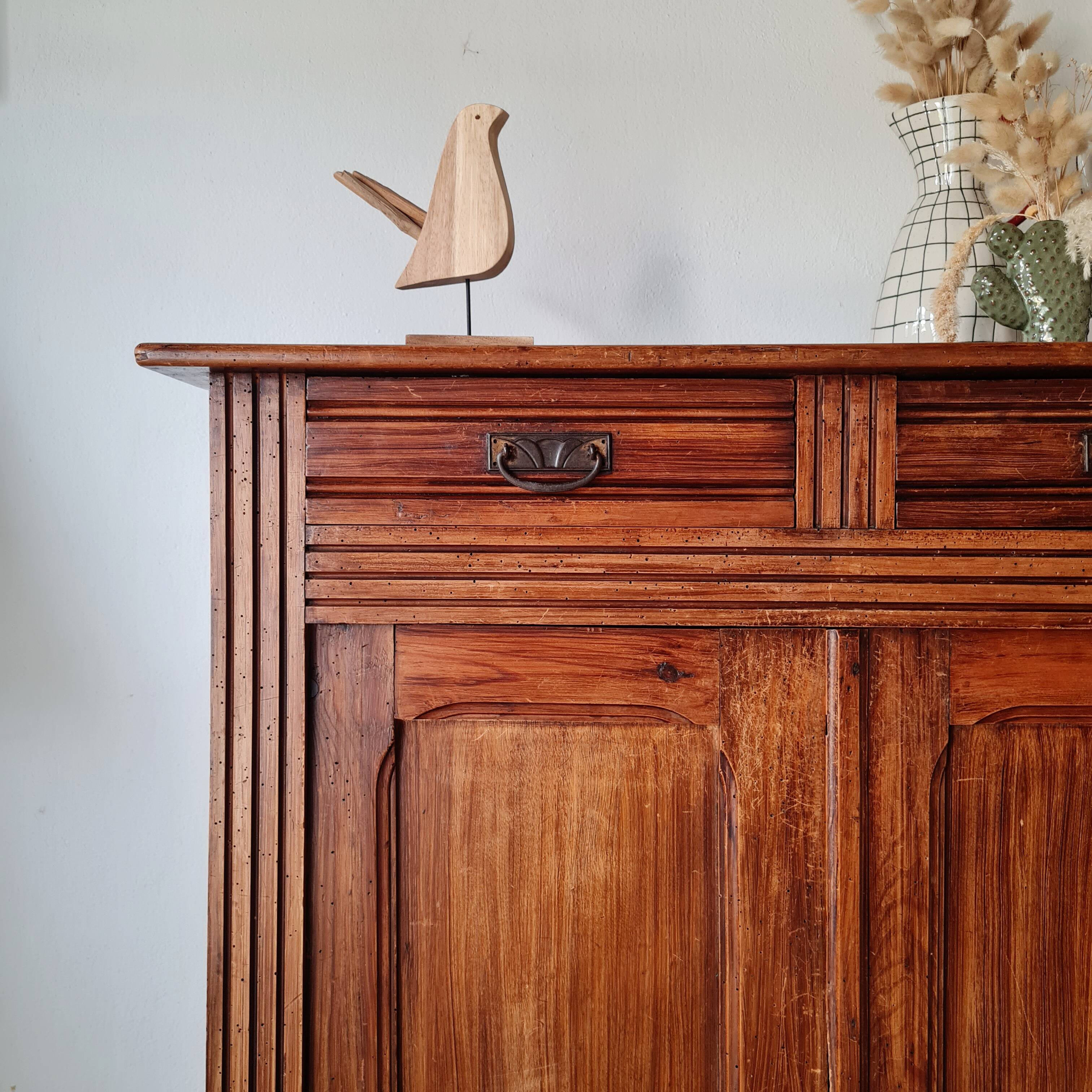 Buffet parisien bois ancien 2 portes panneautées