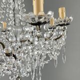 Lustre à pampilles en cristal et bronze, XXe siècle