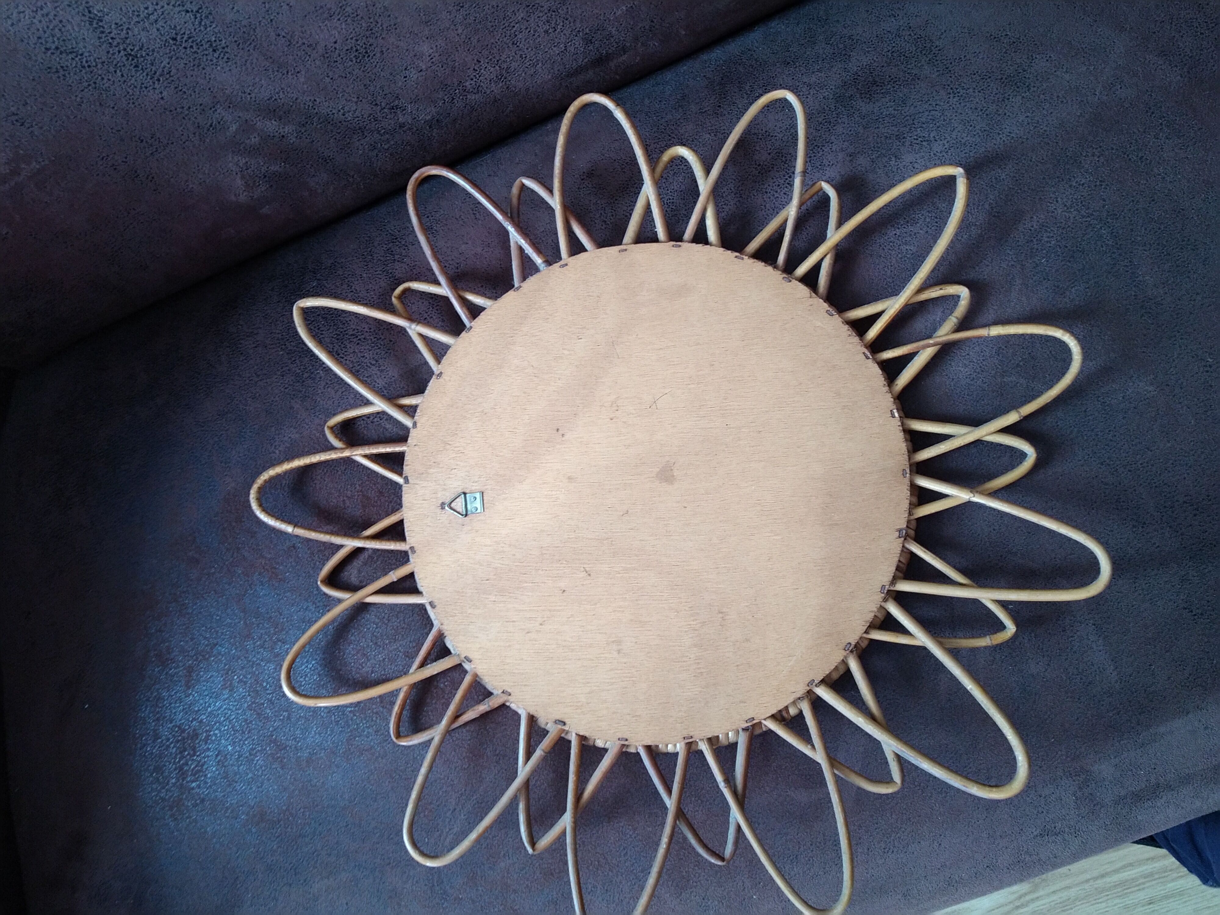 Vintage rattan sun mirror 46cm