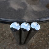 Round coffee table chrome and smoked glass 1970