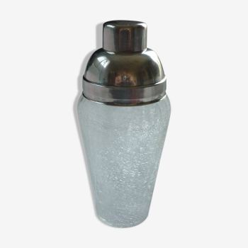 Shaker en verre granité et métal argenté