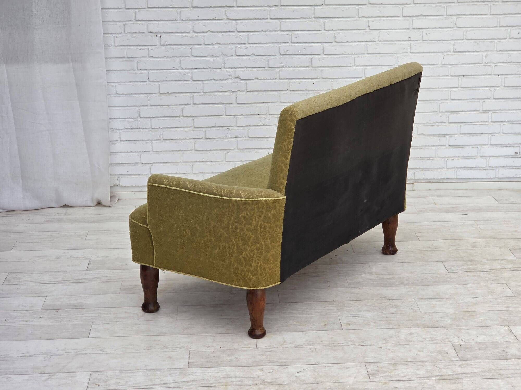 1950s, Danish 2-seater sofa, green furniture wool fabric.
