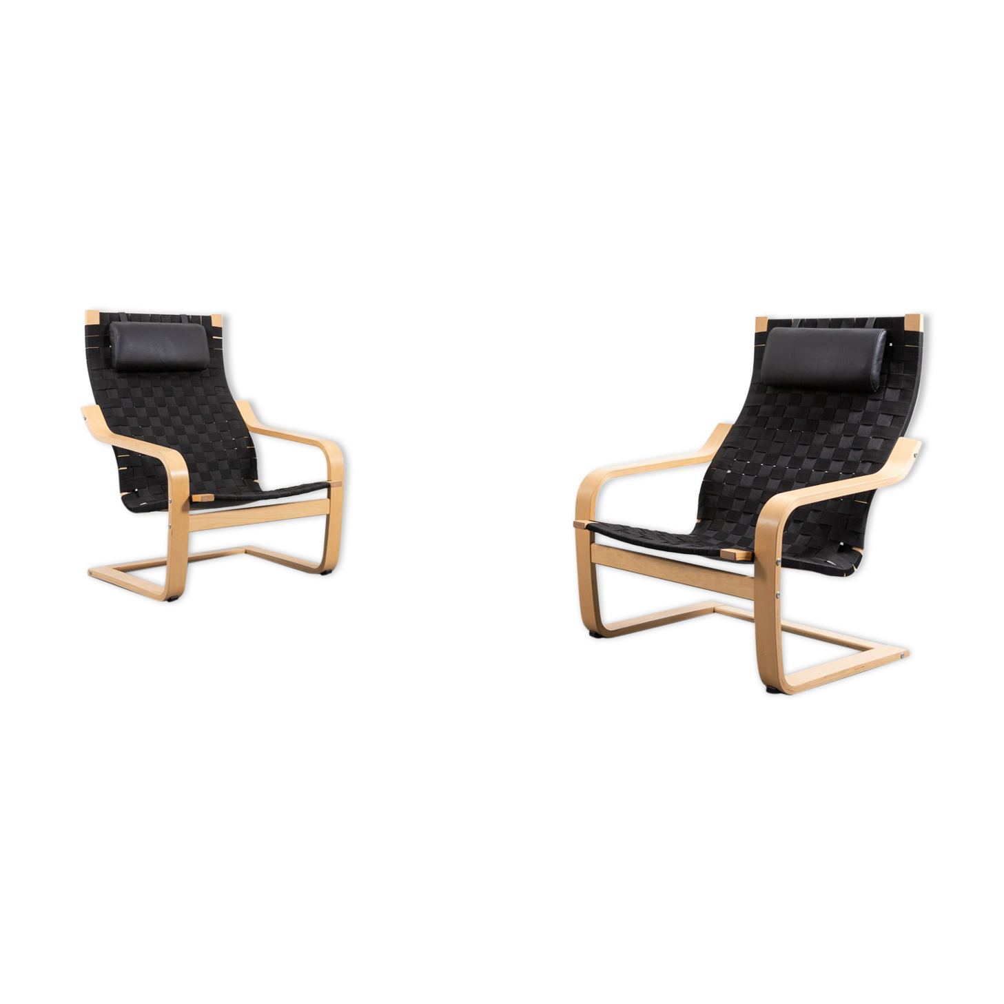 Set of 2 Scandinavian braided sun loungers