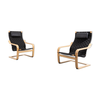 Set de 2 chaises longues tressées scandinaves