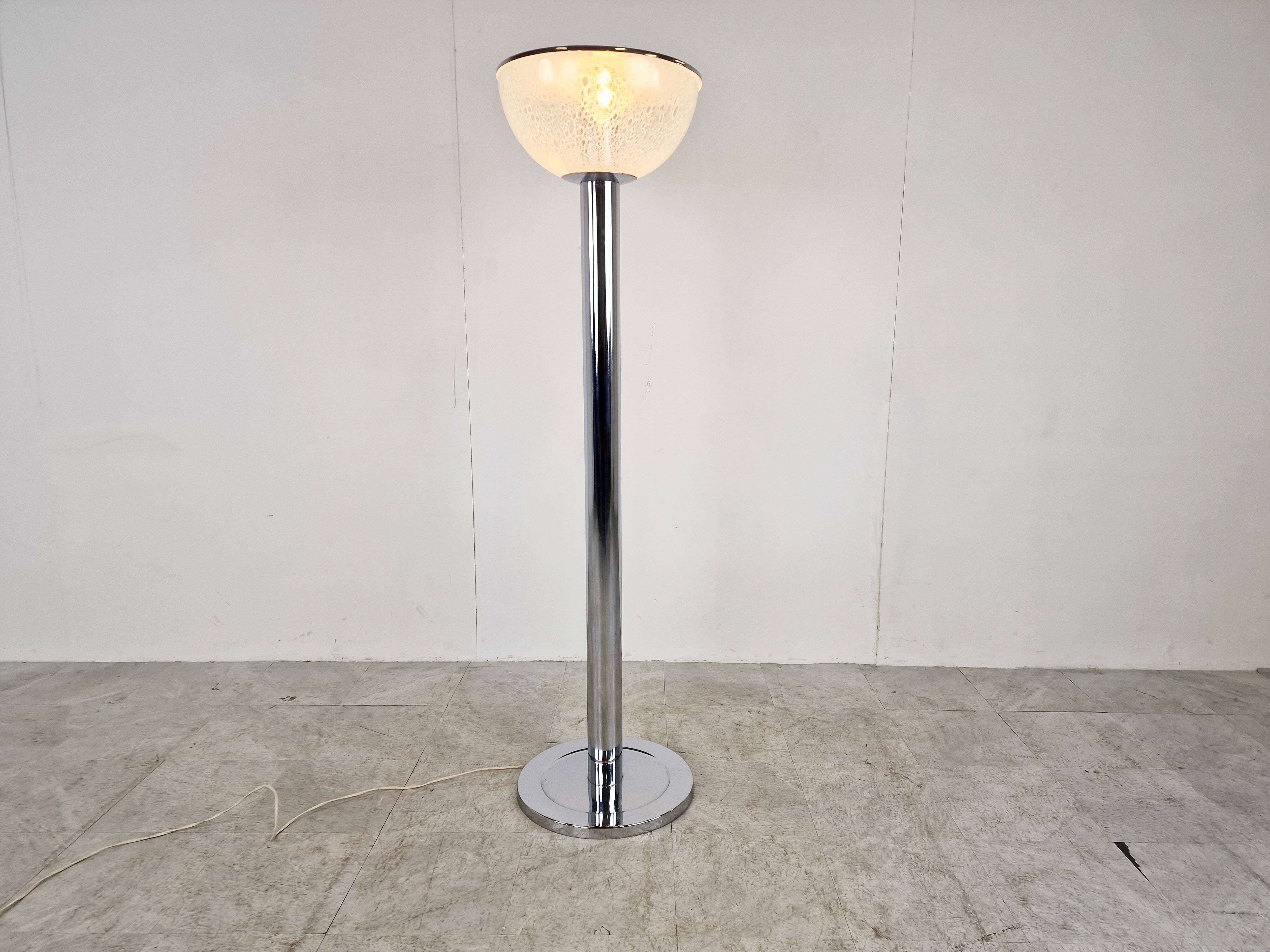 Vintage chrome and glass floor lamp, 1970s