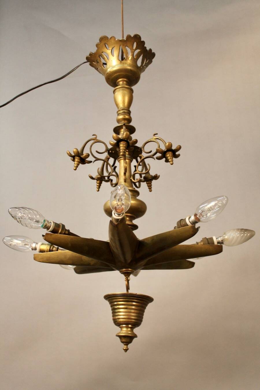 19th Century Bronze Synagogue Chandelier