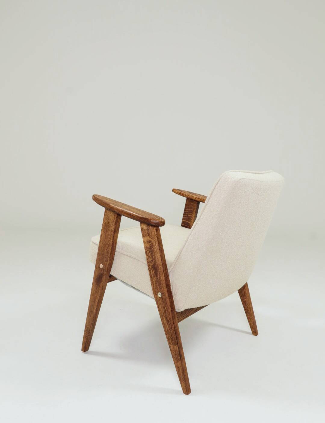 Vintage armchair rustic style beige bouclé