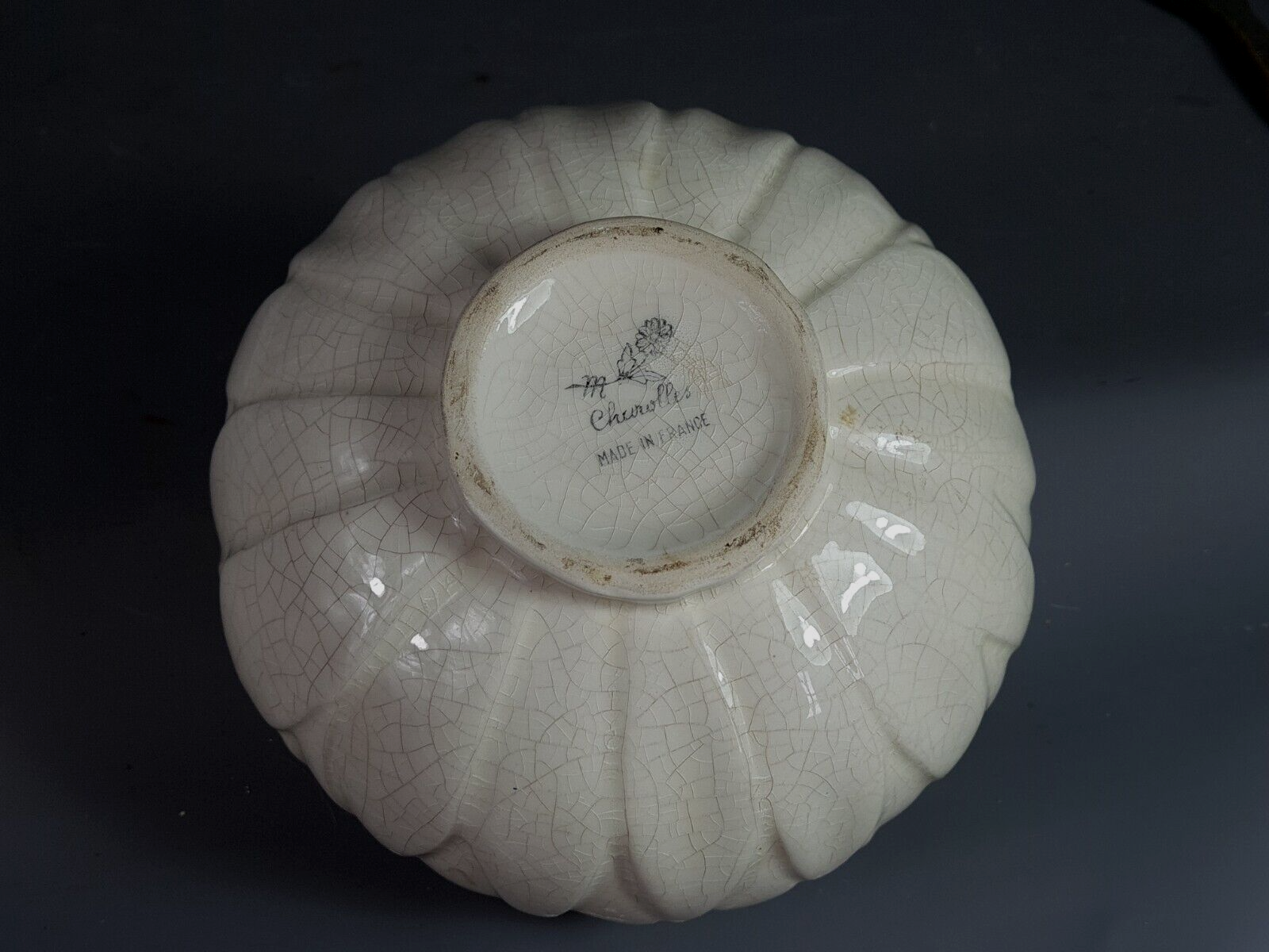 Charolles art-deco cracked ceramic picnic vase