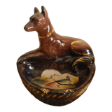 H.Bequet vintage ashtray earthenware Belgium zoomorphic dog