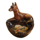 Cendrier faïence H.Bequet vintage ashtray Belgique chien zoomorphe