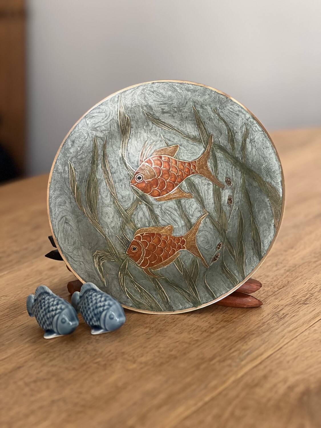 Enameled brass bowl – piece signed by the artist A.Schelde