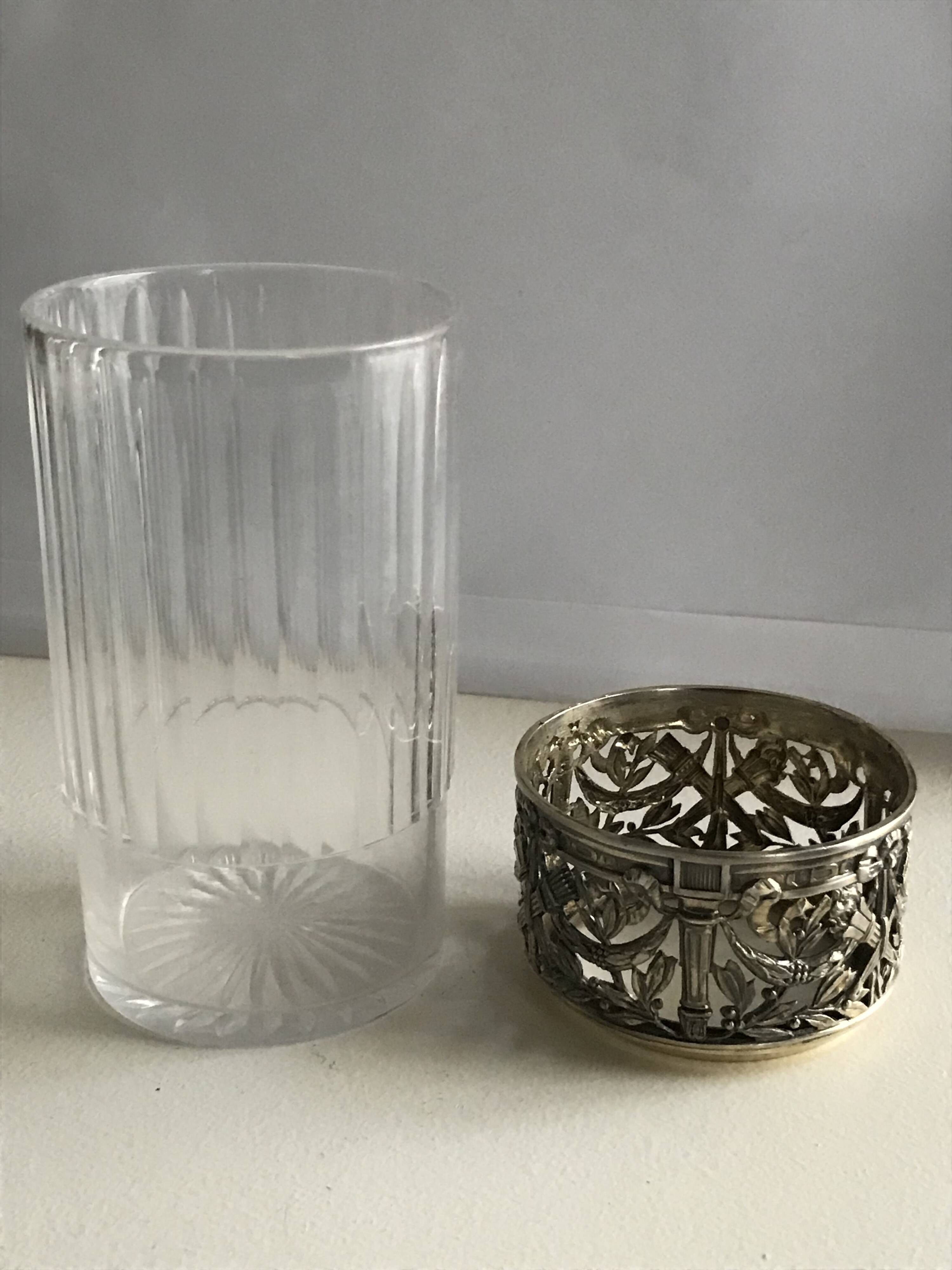 Antique crystal and solid silver tea glass