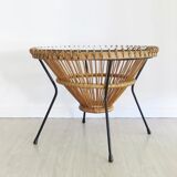 Table basse rotin 1950