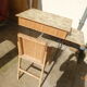 Bureau et chaise en osier et rotin 1960