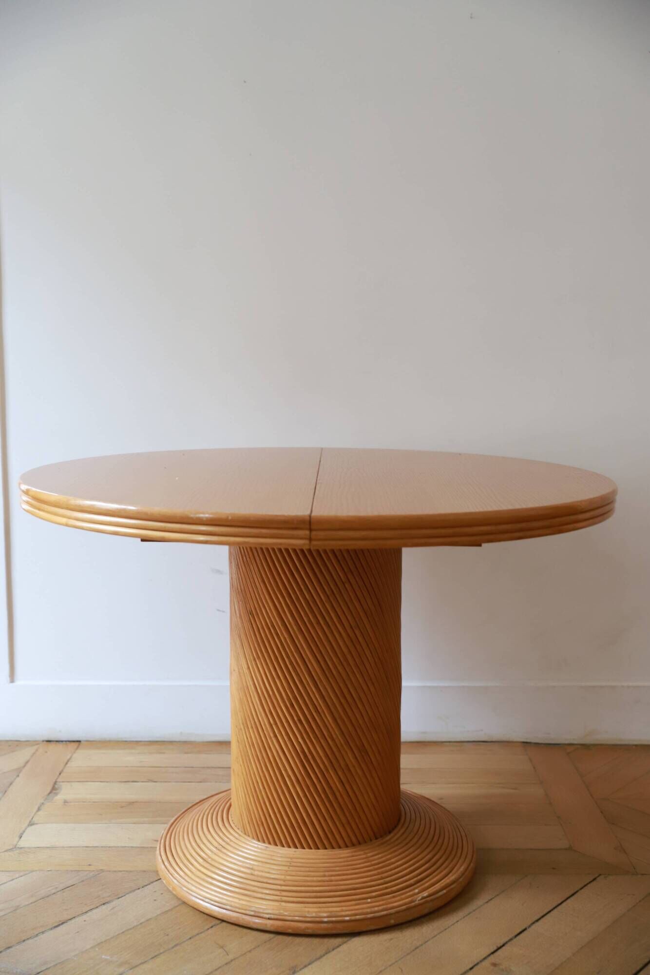 Table ronde rotin et bois | Selency