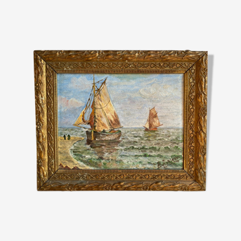 Tableau ancien, Marine, signé XX siècle