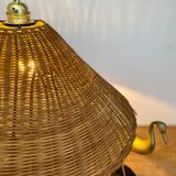 Vintage wicker lampshade suspension