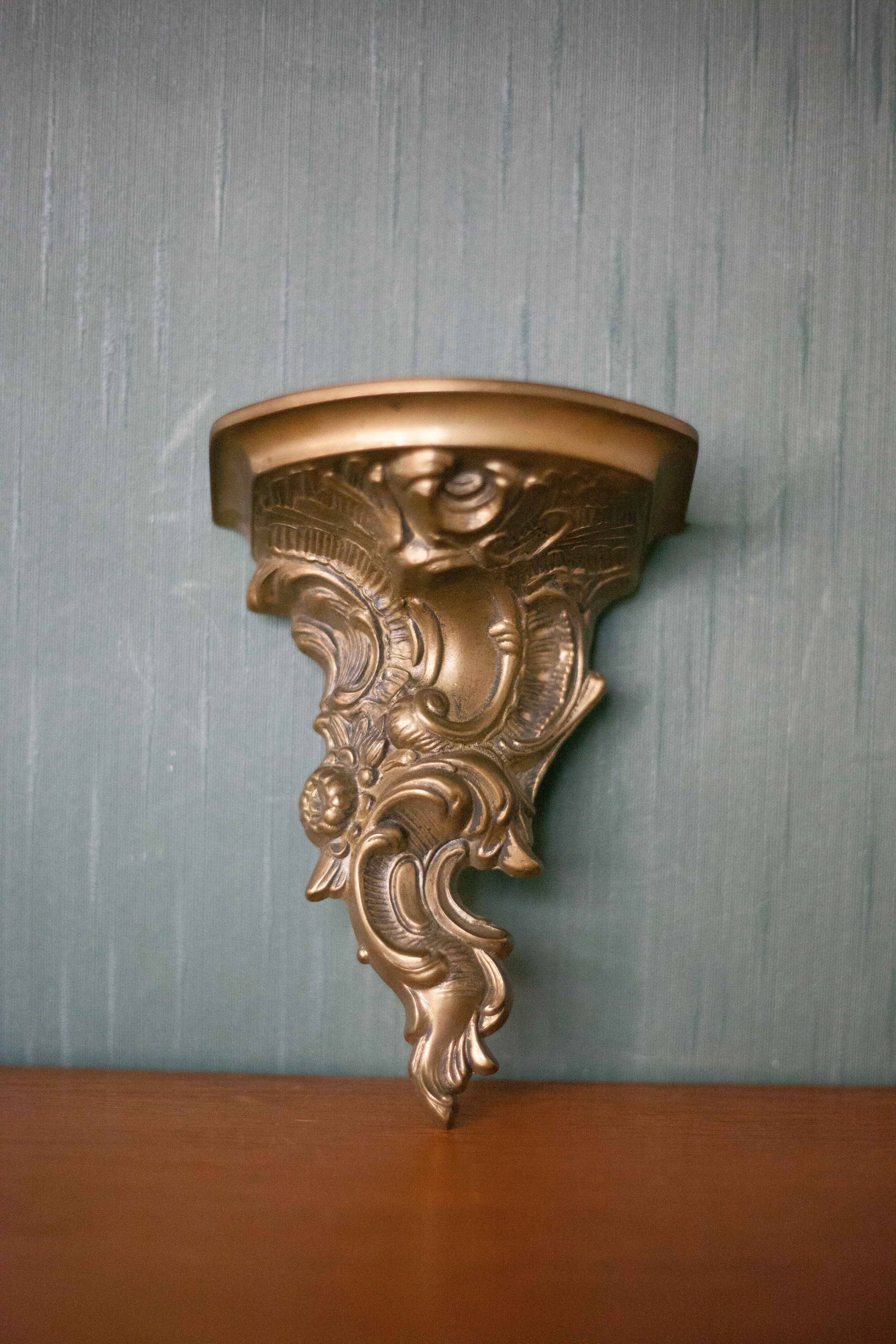 Rococo bronze wall console, small wall shelf, wall light, interior decoration