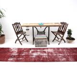 3x11 Shade Of Wine Red Handmade Turkish Vintage Runner Rug