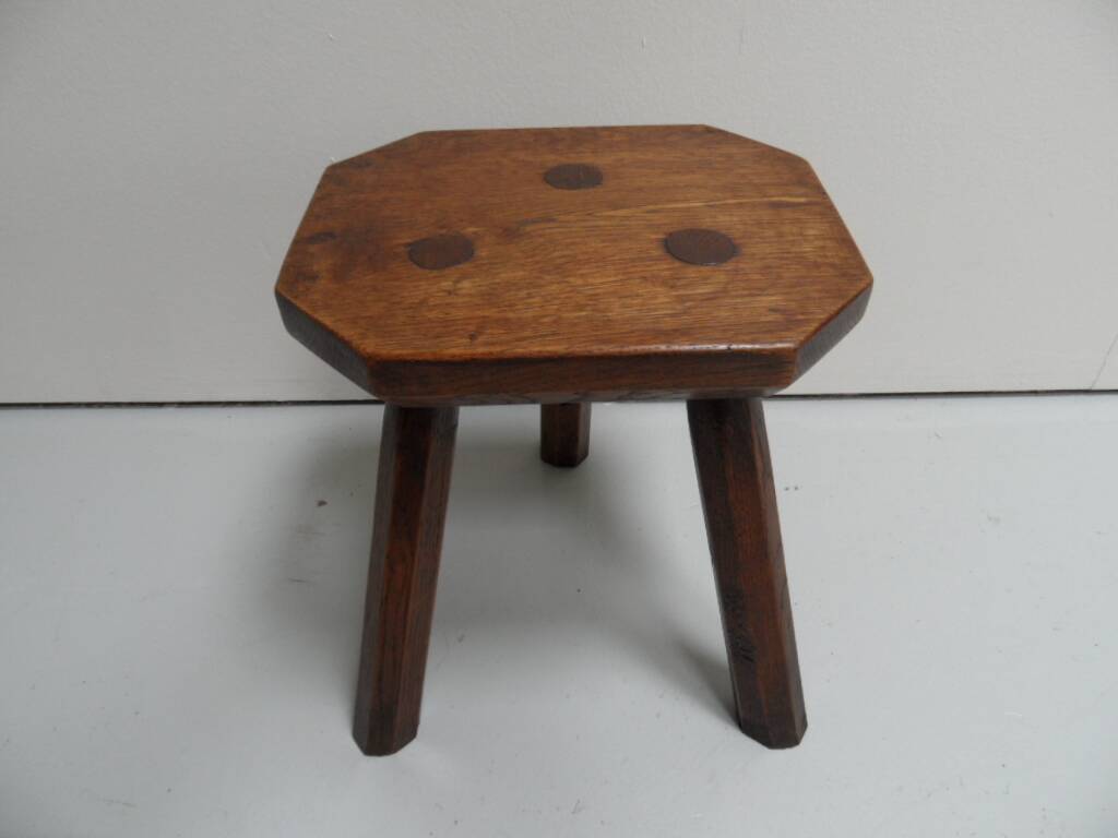 Antique oak milk stool