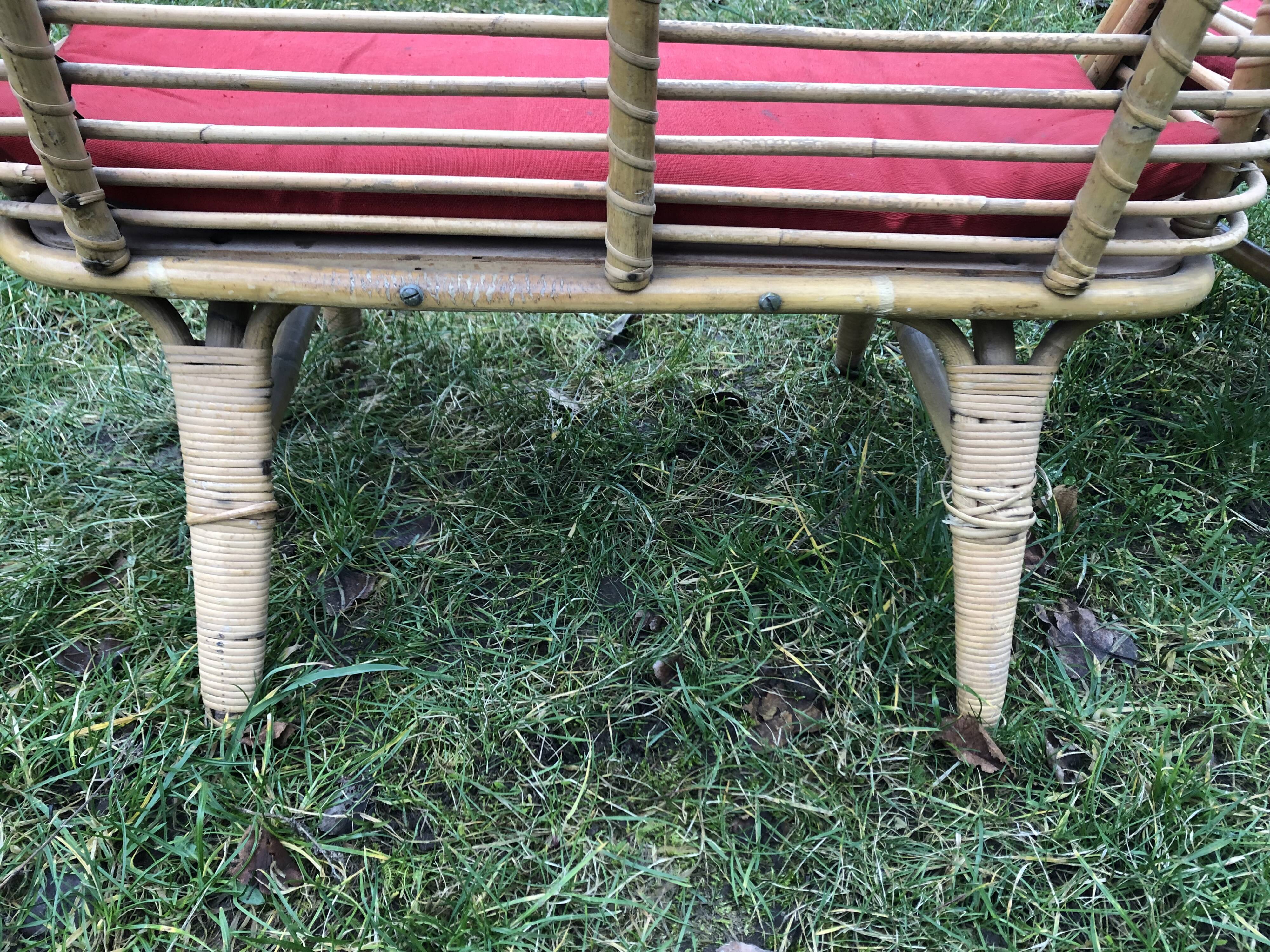 Bamboo rattan benches for kids vintage 60s