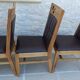 6 High-back chairs in high-quality, plush solid wood with brown faux leather