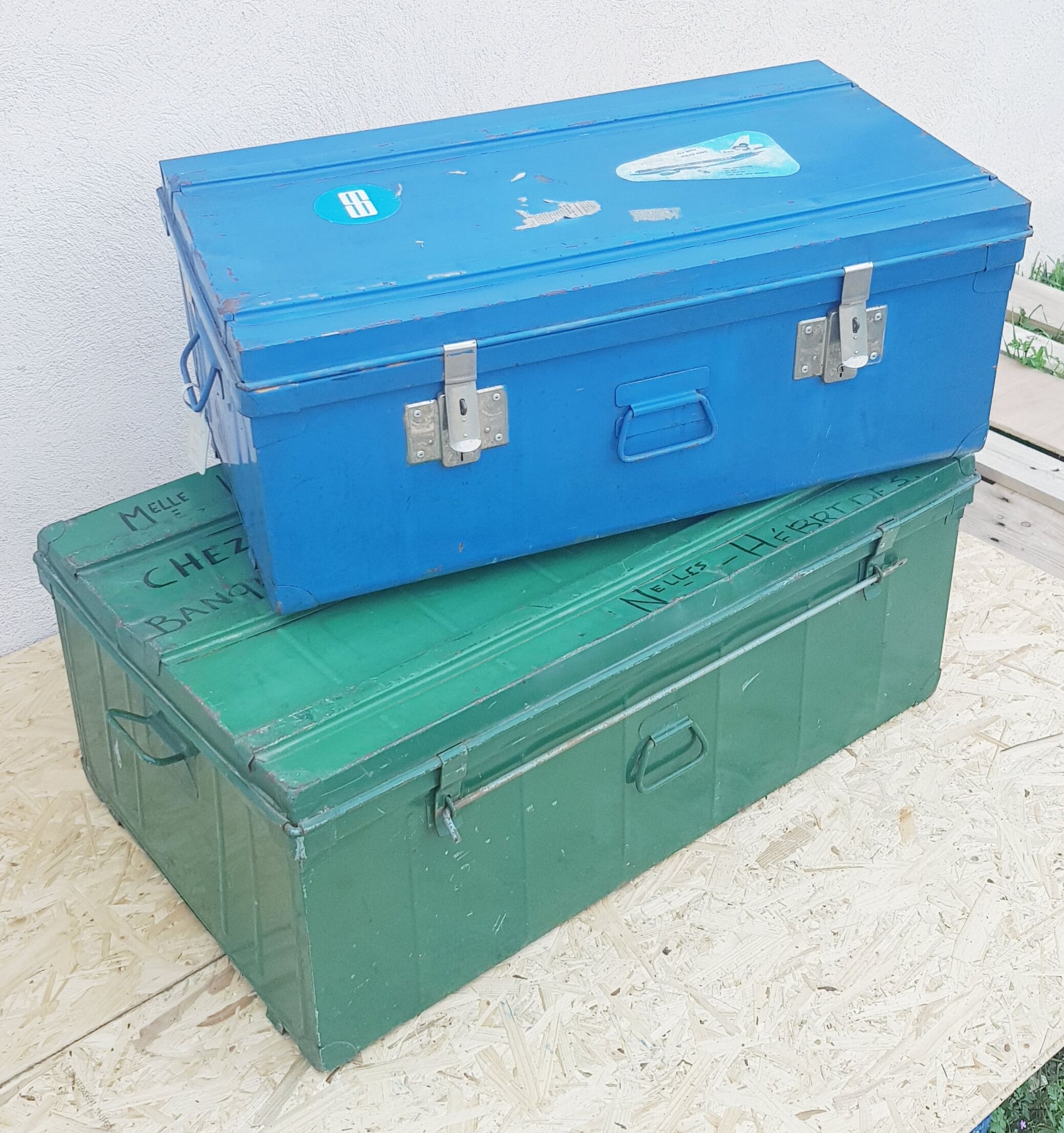 Military green metal trunk
