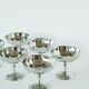 Lot de 6 coupes à glace en inox hautes, pieds fins travaillés, Design, 1970