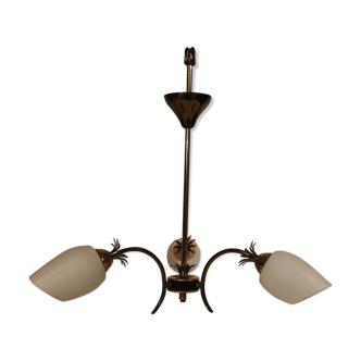 Vintage chandelier with 3 opaline globes