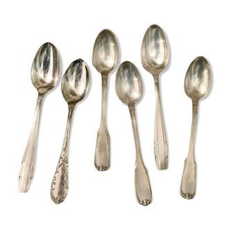 6 mismatched silver spoons