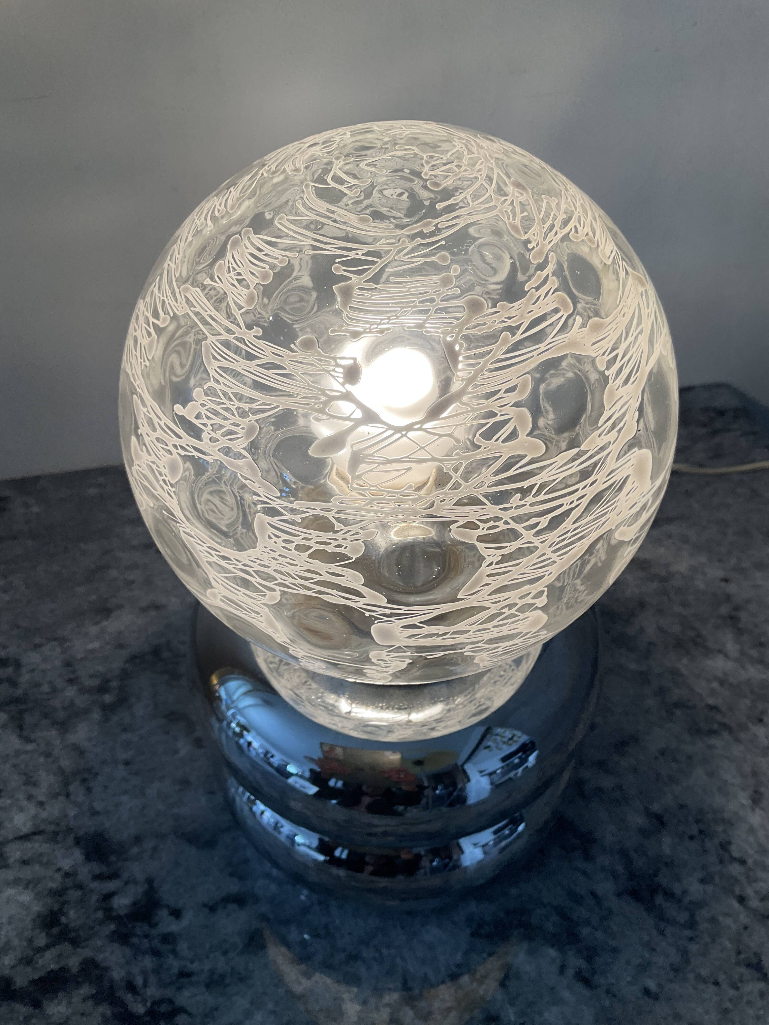 Space Age lamp in chrome metal and glass