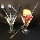 Long silver-plated ice cream spoons