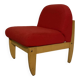 Chauffeuse vintage tissu rouge et bois clair
