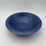 Brutalist Cup in Deep Blue Glazed Ceramic, Signed Studio Piece