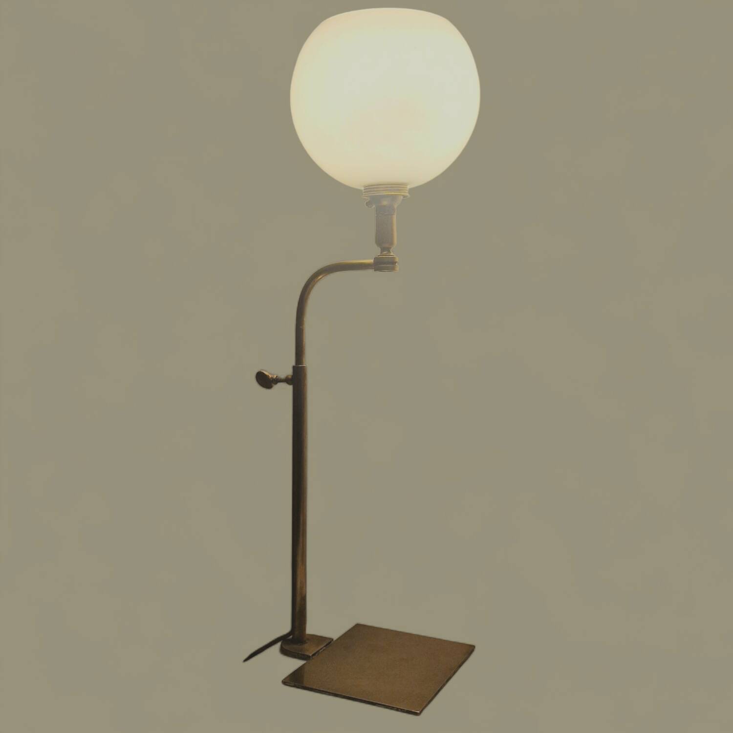 Antique brass and opaline glass lamp – Modernist piece, 1940s