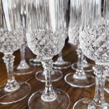 Set of 10 vintage Cristal d'Arques champagne flutes, Longchamp model