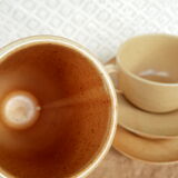 Coffee service tea chocolate stoneware village CNP France vintage