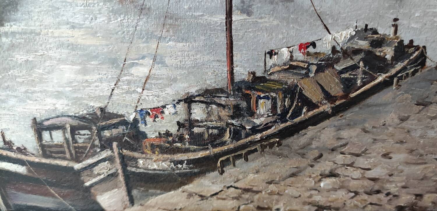 Old Oil Painting Notre Dame/Paris/Guérin Gabriel/19th Century