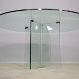 Round tempered glass table, 80s