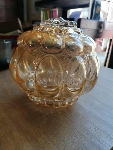 Suspension globe amber glass vintage bubbles 60s / vintage ceiling light / glass empoli
