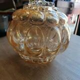 Suspension globe amber glass vintage bubbles 60s / vintage ceiling light / glass empoli