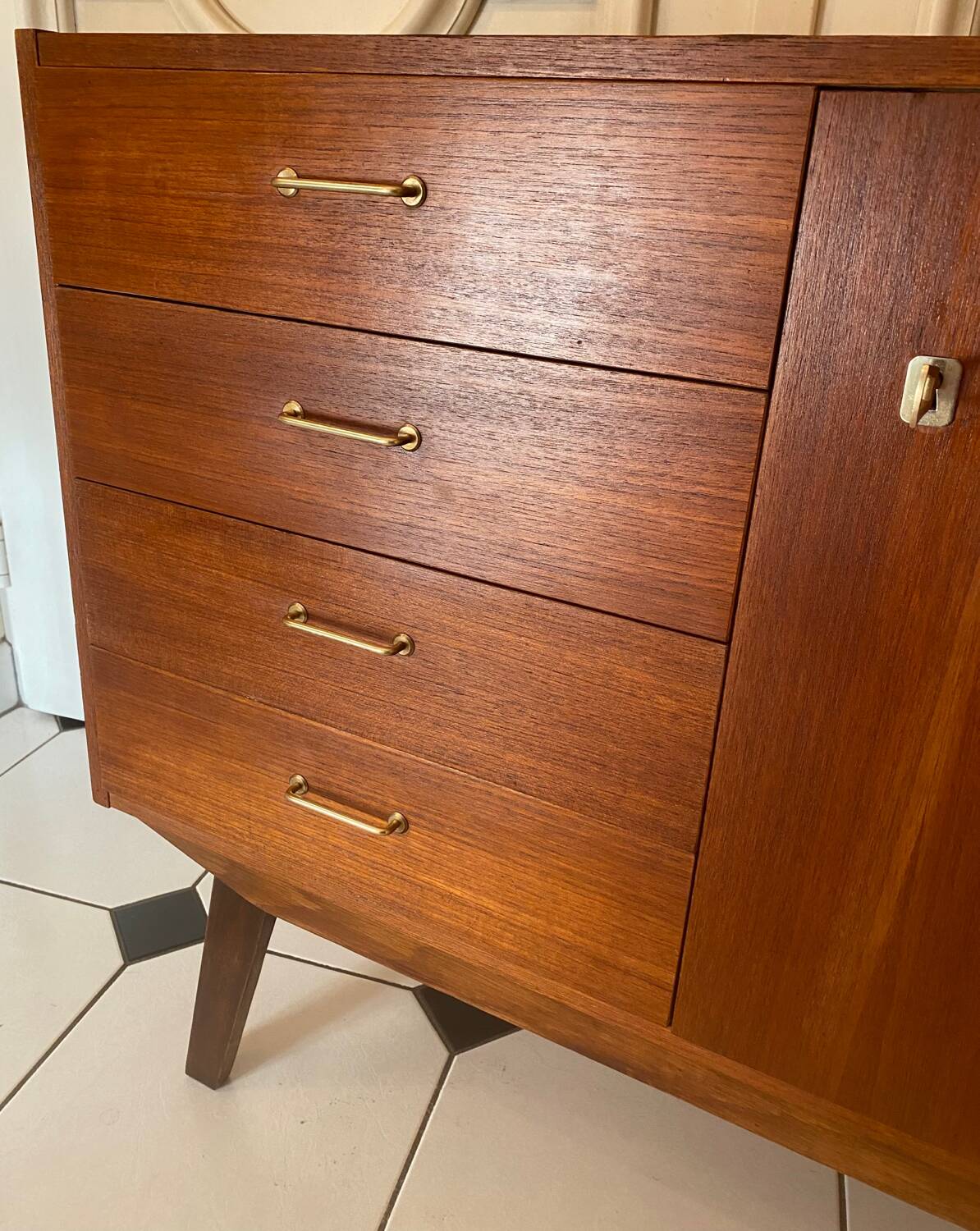 Vintage chest of drawers with compass feet